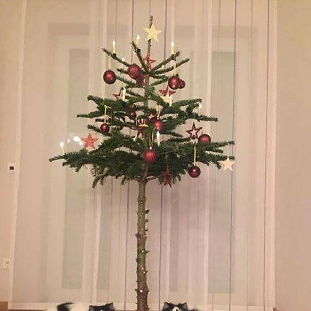 Only putting up the top half of the tree is a great way to toddler proof a Christmas tree
