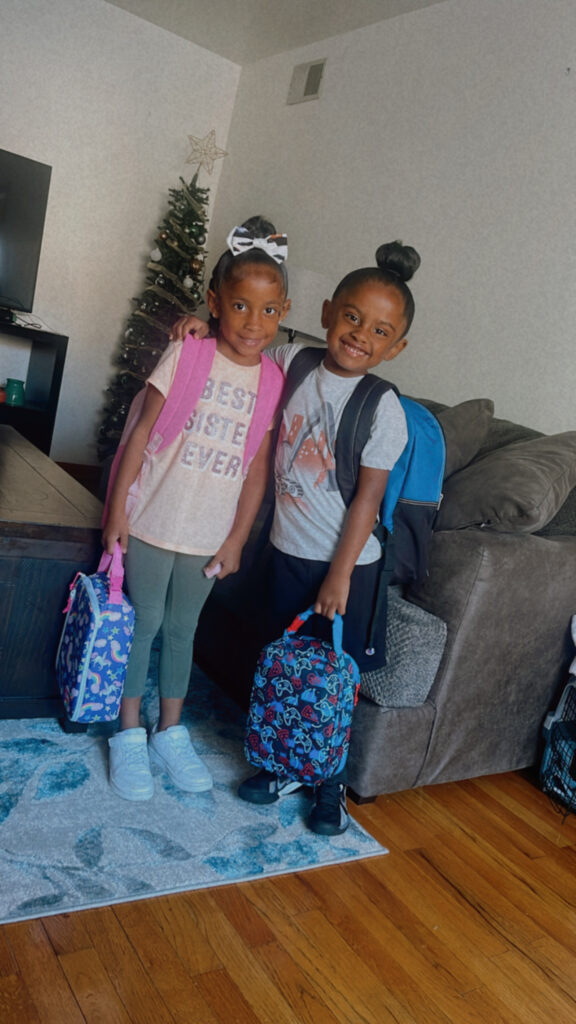 5 Year old twins getting ready for school