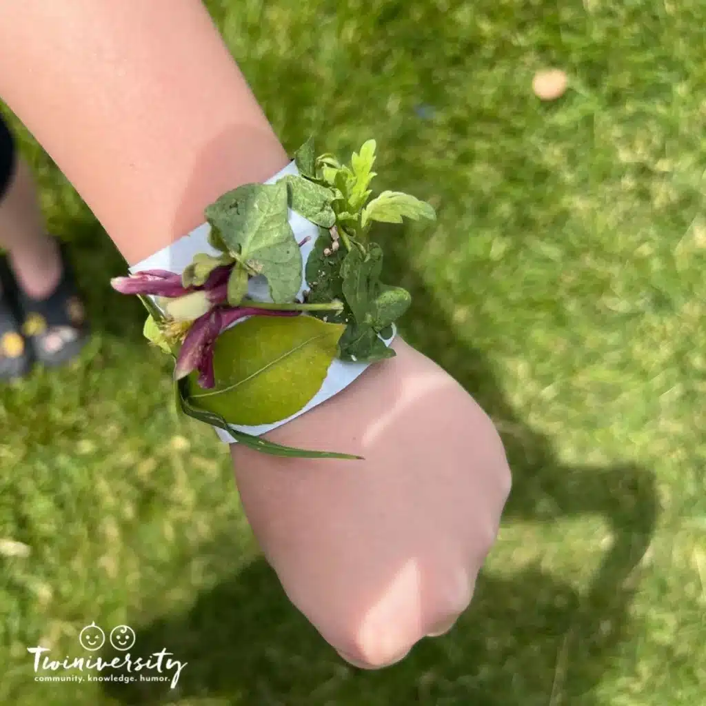 Flower bracelet made from plants around your home. 