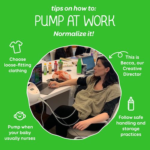 pump at work tips infographic feeding twins