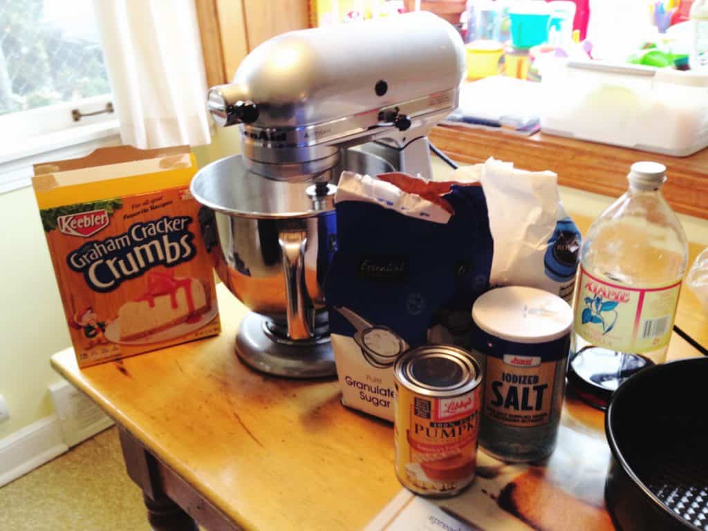 ingredients and stand mixer on a table thanksgiving dinner