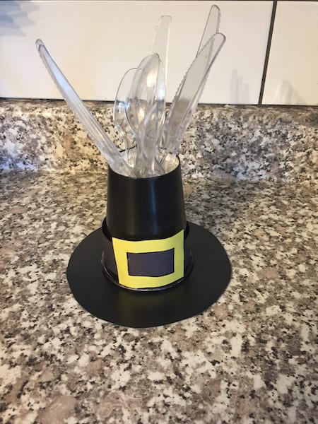 thanksgiving diy utensil holder pilgrim hat