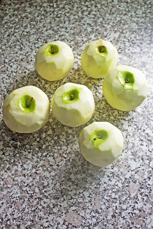 peeled apples for apple pie