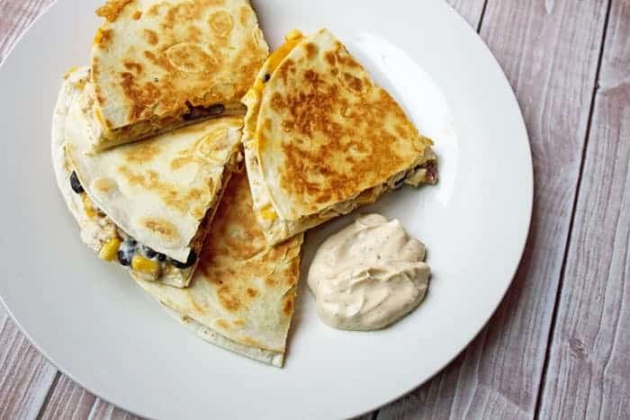 chipotle ranch chicken quesadillas