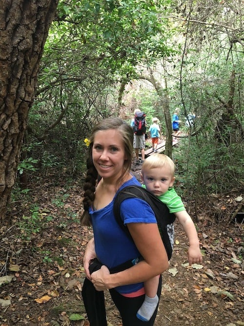 mom carrying child on a trail twins your excuse