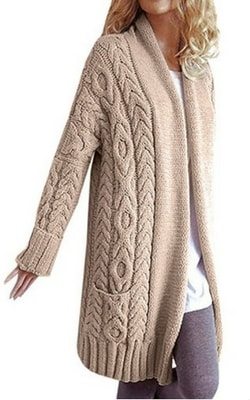 LOSRLY Womens Long Sleeve Open Front Chunky Cable Knit Cardigan Sweater Coats 