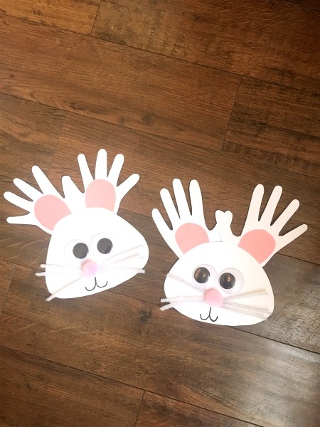 handprint easter bunnies Easter DIY Decorations to Make with Kids