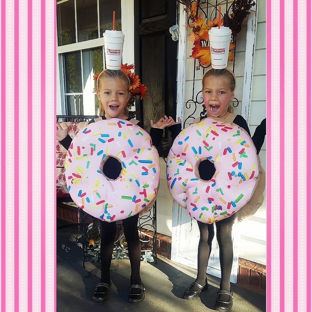 8 year old girl twins in donut costumes