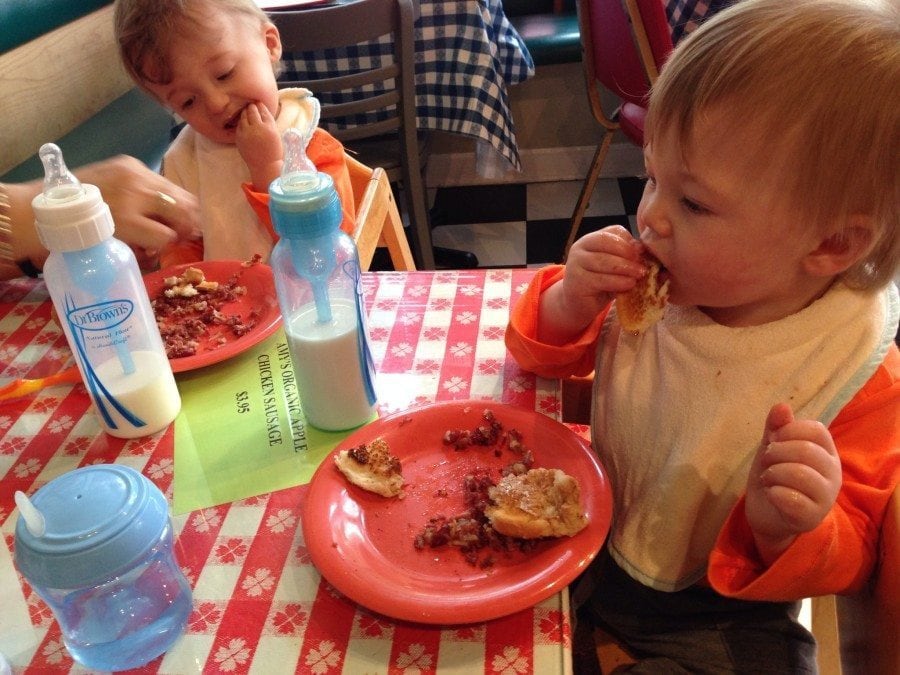 baby twins eating meal twin milestones