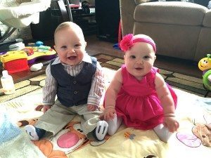 Happy Baby twins in dress clothes