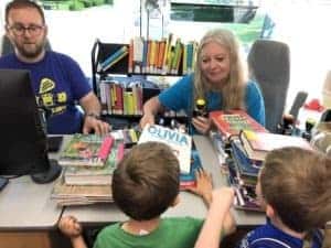 bookmobile check out desk learning over summer break