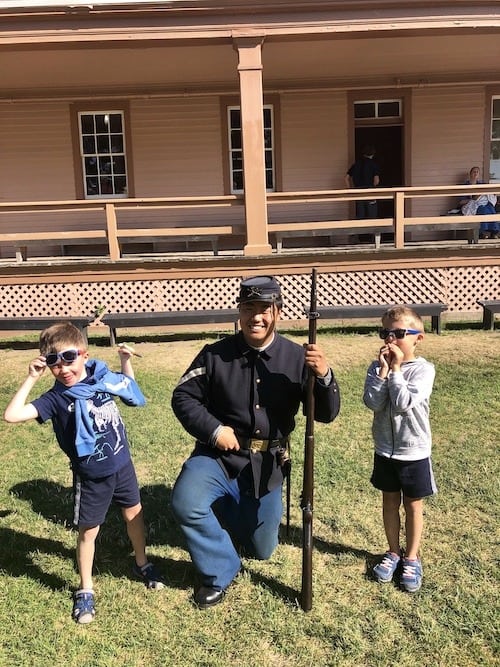 two boys with fort mackinac demonstrator mackinac island lodging