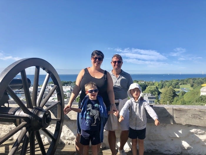 family at Fort Mackinac mackinac island lodging