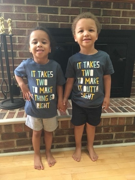 twins holding hands Work from Home with Kids
