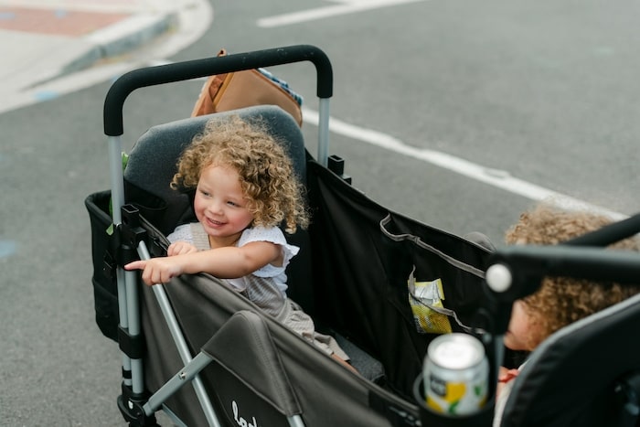 day trips with kids in larktale caravan stroller wagon