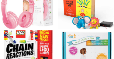 collage of toys that teach