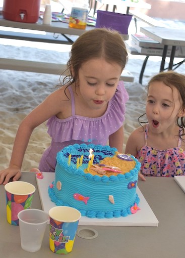 girl blowing out birthday candles while her twin watches embrace their individuality