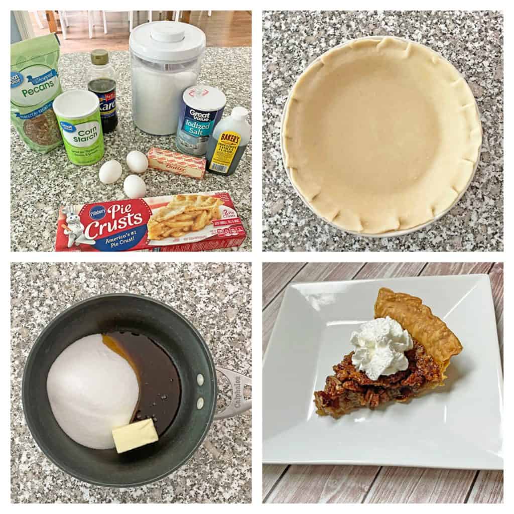 collage of making a pecan pie