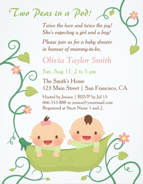 The Best Twins Baby Shower Invites