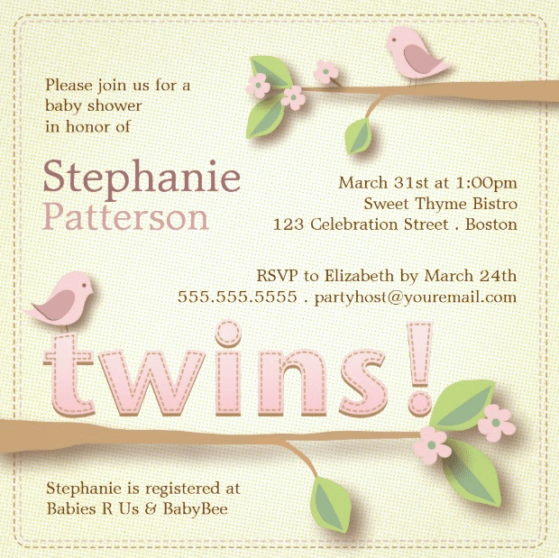 The Best Twins Baby Shower Invites