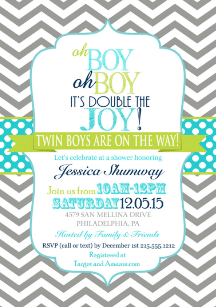 twins baby shower invites