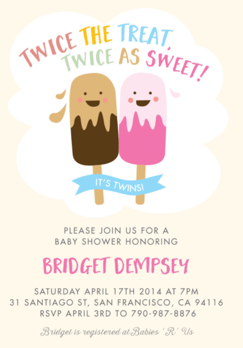 twins baby shower invites