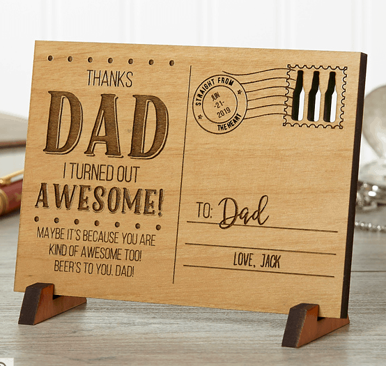 wooden postcard for dad father's day gifts