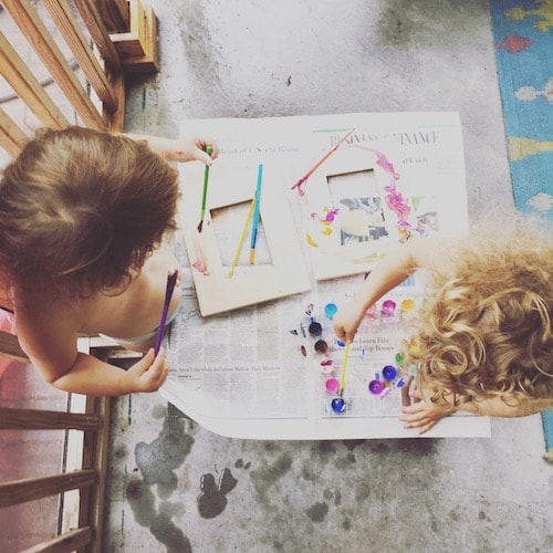 little girls painting a project spring clean up