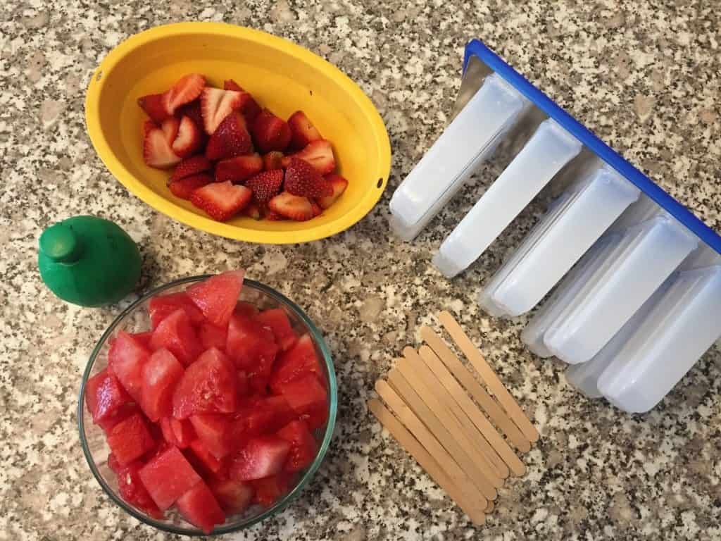 strawberry watermelon homemade popsicles