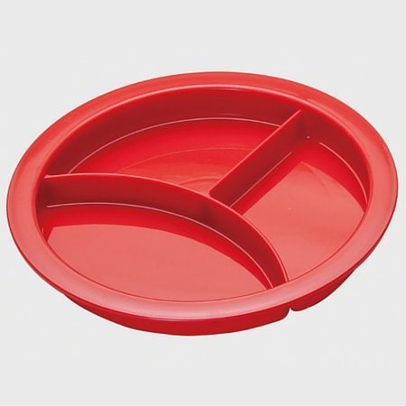 red plastic divided plate