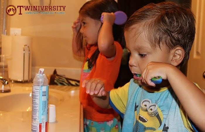 brushing teeth and hair