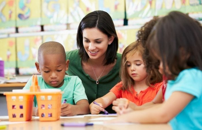 Teacher and students