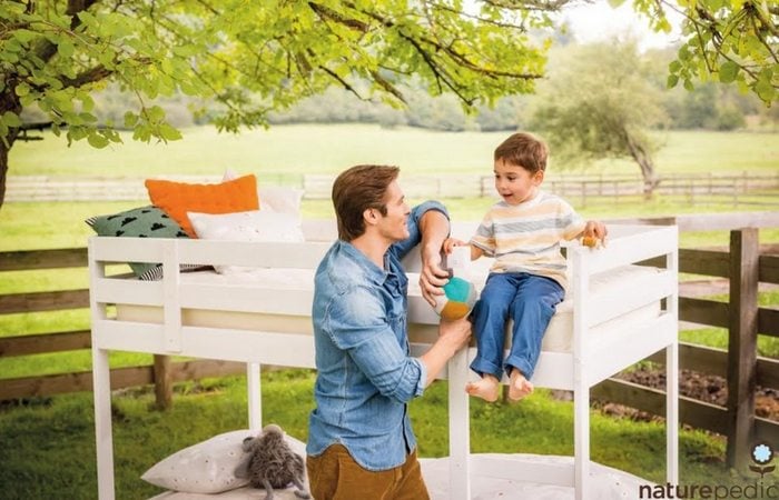 Naturepedic Dad and son bunkbed