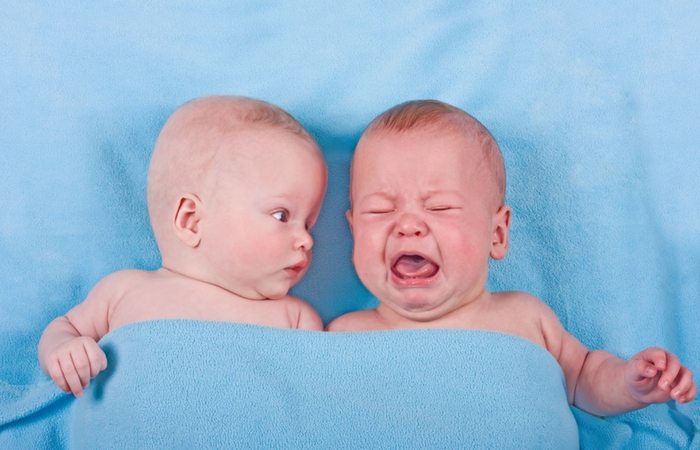 one twin crying