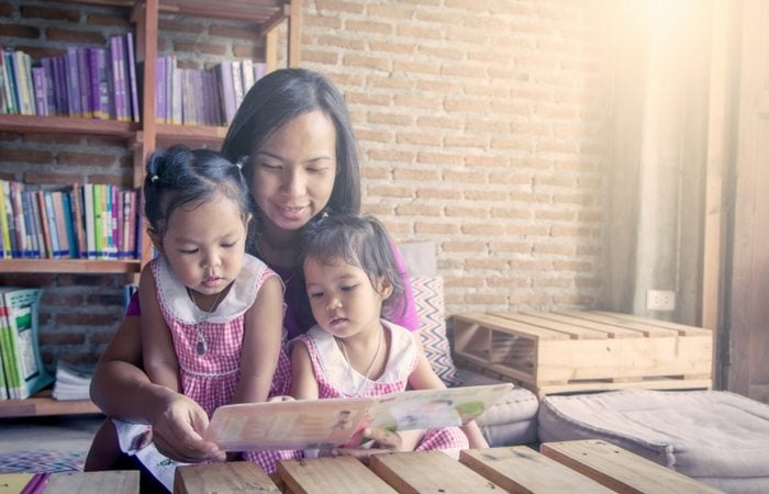 Ethnic Mom and Twin Girls