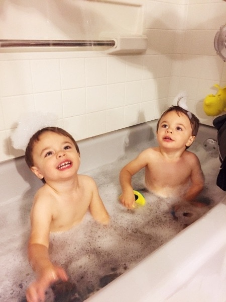 twin toddlers in bathtub baby eczema
