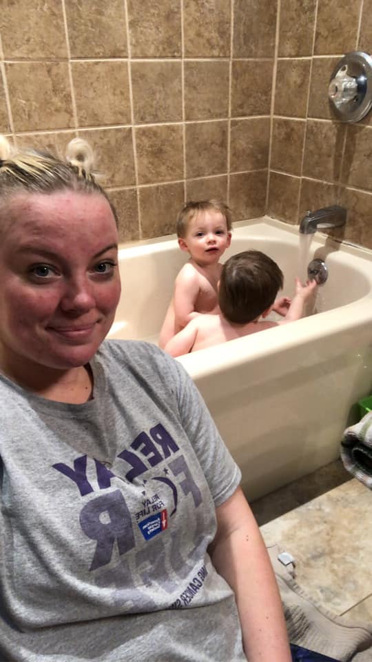 mom helping twin toddlers take a bath why are you covered in poop 