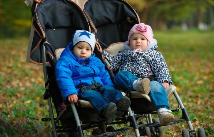 twins in stroller