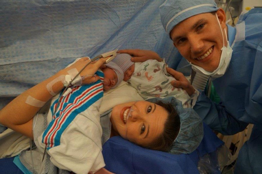 mom holding newborn twins after c-section prep tips