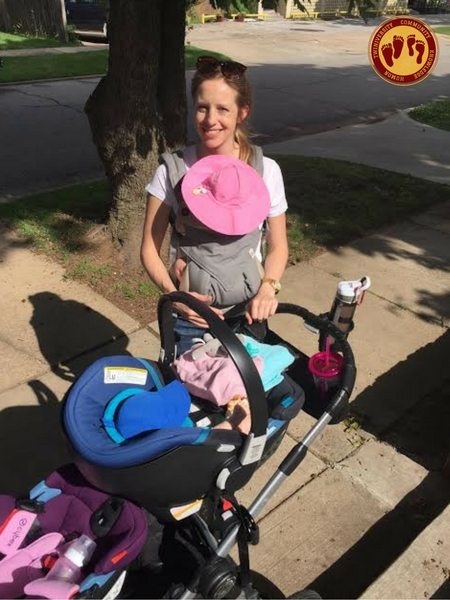 elyse Habenicht outside with twins