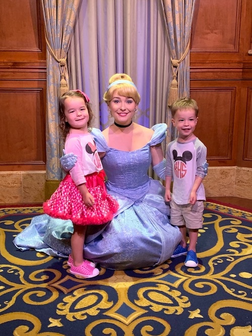 twin 3 year olds with cinderella at disney world alone