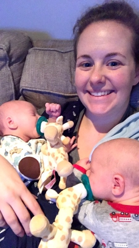 mom with newborn twins stay at home mom
