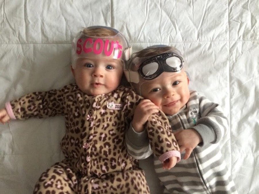 twin dad confession infant twins in helmets