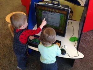 library computer twins toddlers