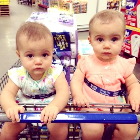twin toddlers in grocery cart Twins Made Me 