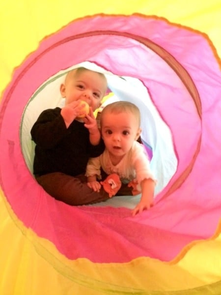 toddler twins in a play tent Didn't Have Twins