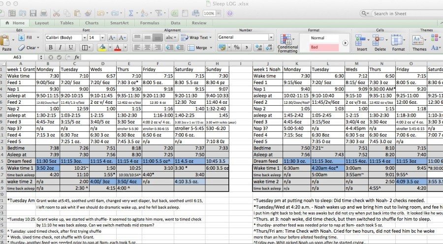 Logging their schedule with a round the clock log