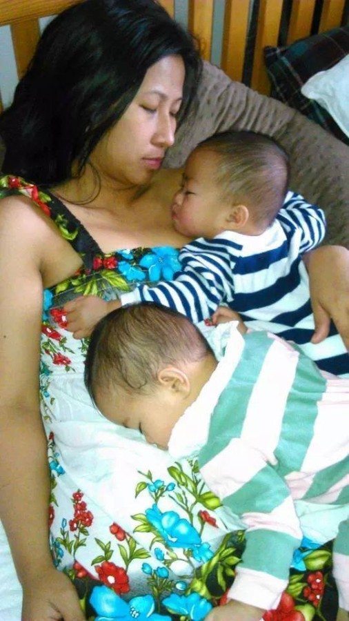 mom and twins sleeping nights alone with twins