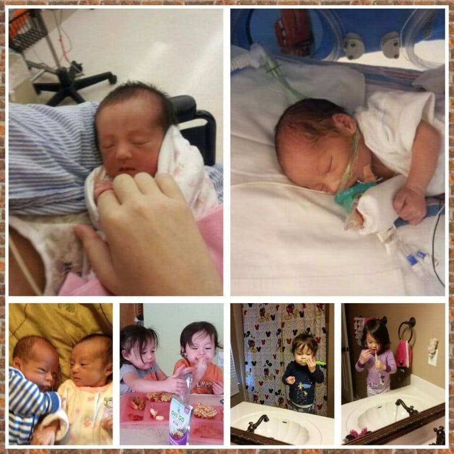 Amelia and Alexander born at 35 weeks due pre-eclampsia. Amelia was 4 lbs 9 oz and spent 3 days in NICU to get her weight up. Alexander was 4 lbs 8 oz was there for 7 days for breathing, eating and to get his weight up. They are almost 2 and are happy, healthy little terrors!