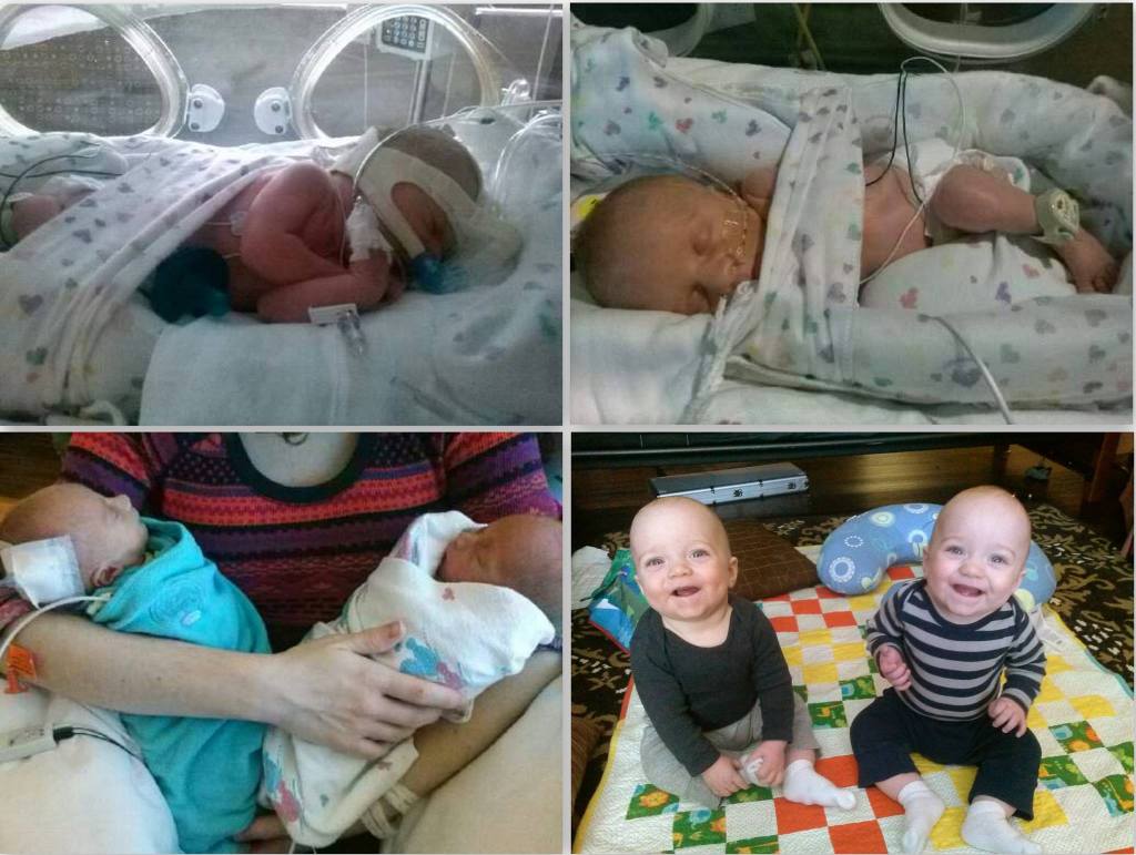 My boys were born at 33w2d. Spent nearly 6 weeks in the NICU. They will be 9 months in a few days.